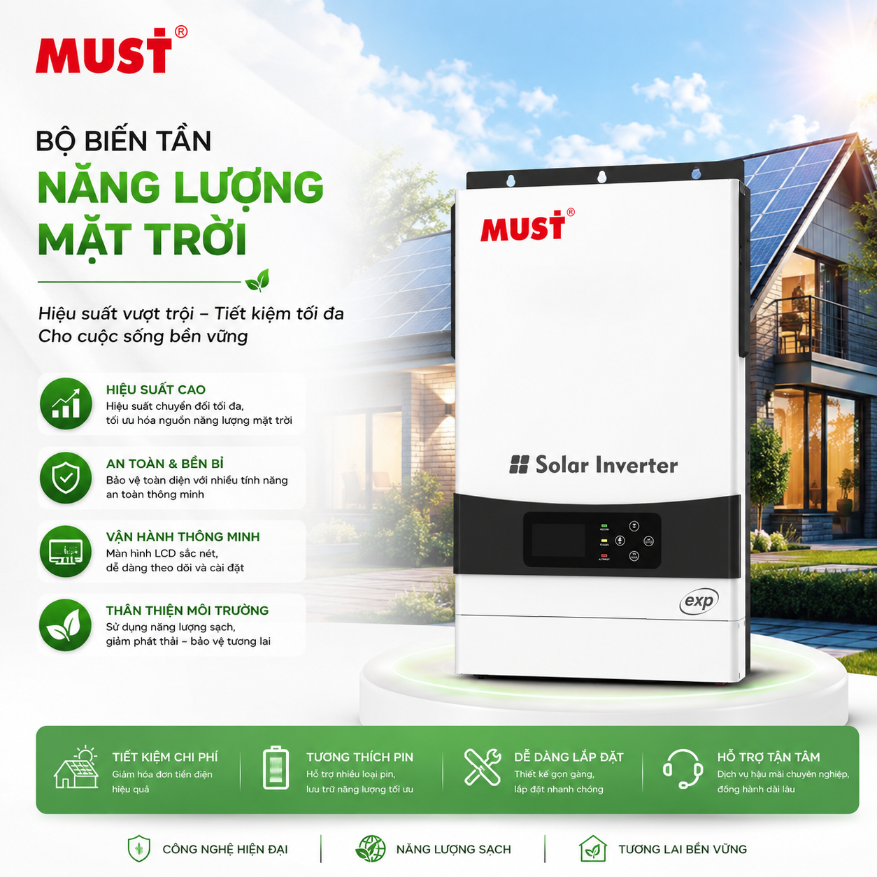 Biến tần năng lượng mặt trời MUST EXP – Giải pháp điện thông minh cho gia đình hiện đại